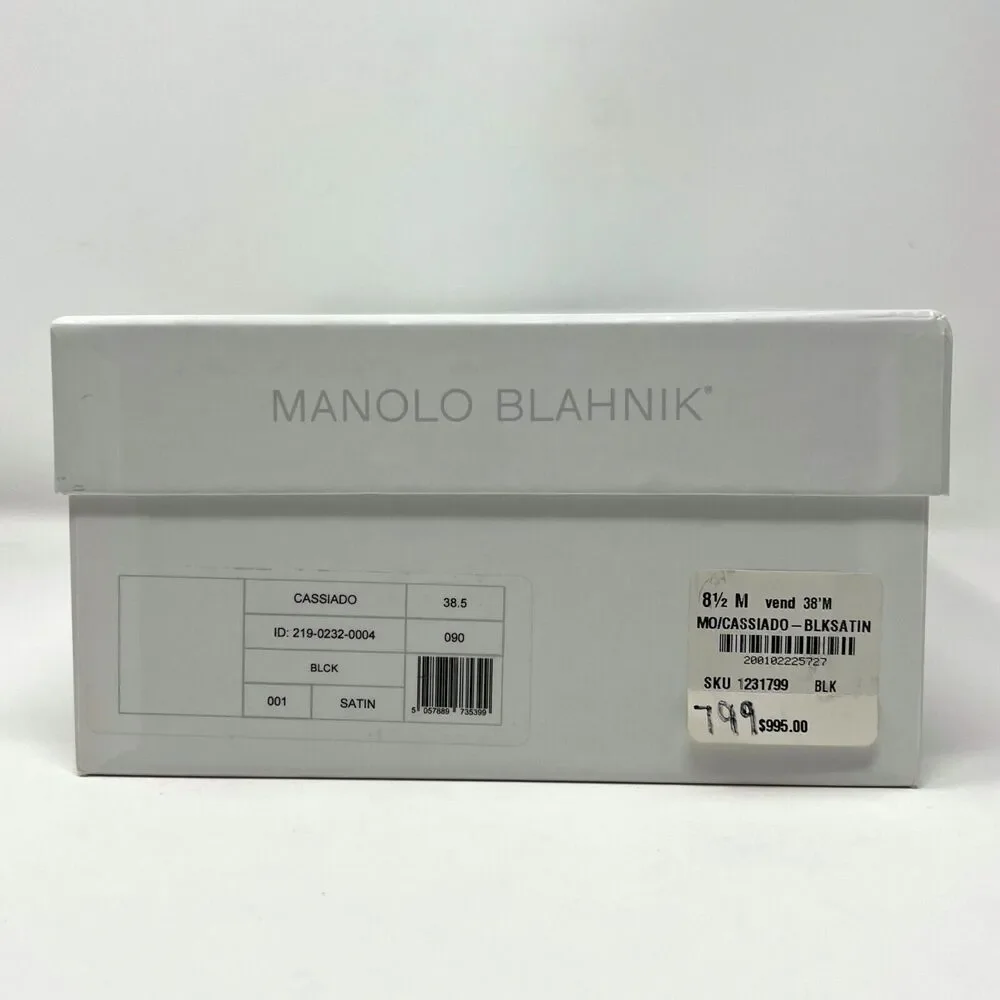 Manolo Blahnik Cassiado Satin Peep Toe Pumps - Size‎ 38.5